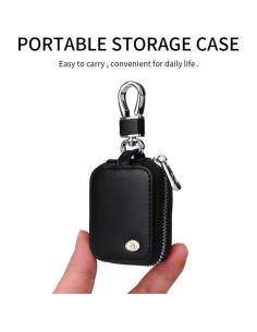 Funda de cuero PU negra para AirPods Pro 1/2/3/4 con llavero 2