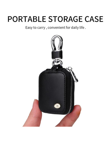 Funda de cuero PU negra para AirPods Pro 1/2/3/4 con llavero