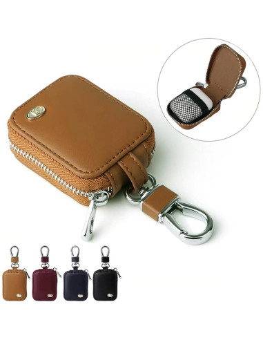 Funda de cuero PU negra para AirPods Pro 1/2/3/4 con llavero