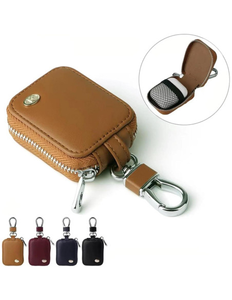 Funda de cuero PU negra para AirPods Pro 1/2/3/4 con llavero
