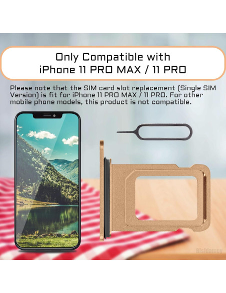 Bandeja de Tarjeta SIM Dorada para iPhone 11 Pro Max/Pro