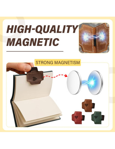 Marcador de Páginas de Cuero ACJRYO Magnético Corazón