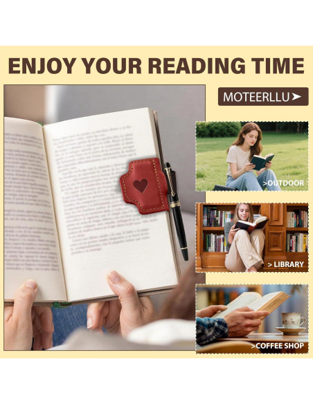 Marcador de Páginas de Cuero ACJRYO Magnético Corazón