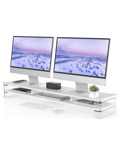 Soporte de Monitor Doble Acrílico Fenge 109.5x24.9cm Blanco