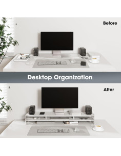 Soporte de Monitor Doble Acrílico Fenge 109.5x24.9cm Blanco 2