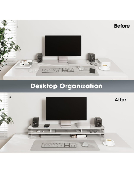 Soporte de Monitor Doble Acrílico Fenge 109.5x24.9cm Blanco