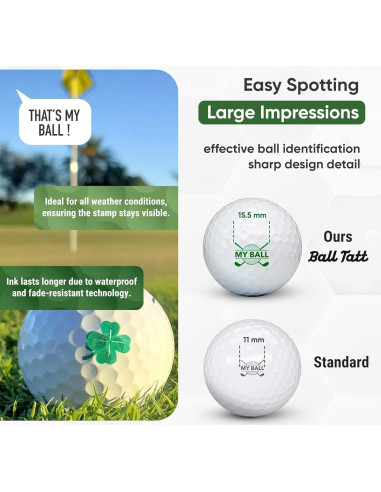 Sello de Pelota de Golf Ball Tatt - Autoinking, Impermeable, 5.3x2.5 cm