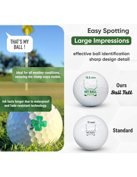 Sello de Pelota de Golf Ball Tatt - Autoinking, Impermeable, 5.3x2.5 cm