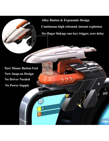 Disparadores de Juego Móvil Rakizbe - 4 Disparadores 6 Dedos
