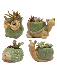 Juego de 4 macetas de cerámica SUNSMIL para suculentas
