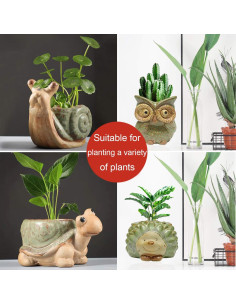 Juego de 4 macetas de cerámica SUNSMIL para suculentas 2