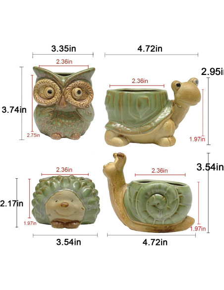 Juego de 4 macetas de cerámica SUNSMIL para suculentas