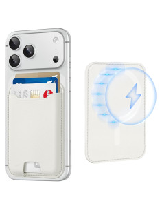 Billetera Magnética TopMade Magsafe para iPhone 12-17, RFID, Blanco