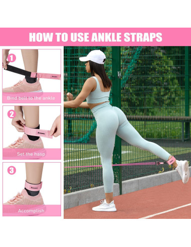 Bandas de Resistencia Ayombo con Mangos y Anclaje - Rosa