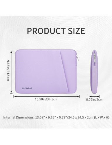 Funda para Laptop RAINYEAR 13.3-14" Morado con Bolsillo