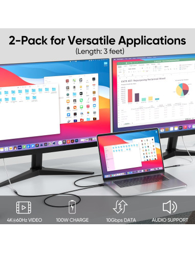 Cable de Extensión USB C 3 pies DteeDck 10Gbps 100W 4K