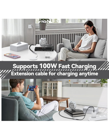 Cable de Extensión USB C 3 pies DteeDck 10Gbps 100W 4K