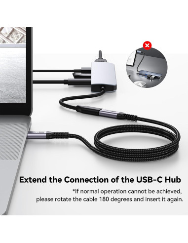 Cable de Extensión USB C 3 pies DteeDck 10Gbps 100W 4K