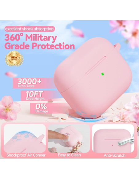 Funda de Silicona Rosa Claro para AirPods Pro 1/2 Gen con Kit de Limpieza