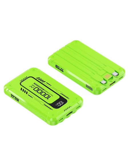 Power Bank 10000mAh Shenzhen Wonengxing Verde con 3 Cables