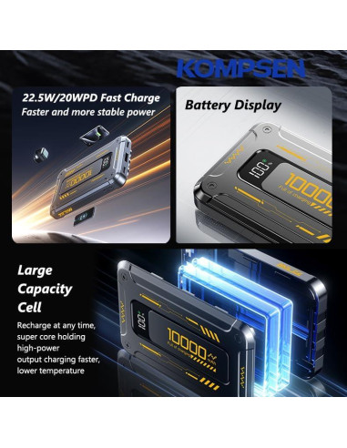 Power Bank 10000mAh Shenzhen Wonengxing Verde con 3 Cables