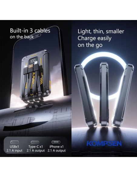 Power Bank 10000mAh Shenzhen Wonengxing Verde con 3 Cables