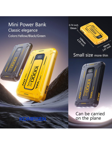 Power Bank 10000mAh Shenzhen Wonengxing Verde con 3 Cables