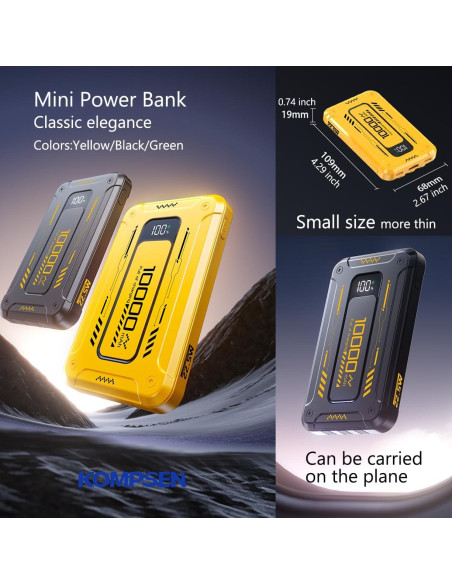 Power Bank 10000mAh Shenzhen Wonengxing Verde con 3 Cables