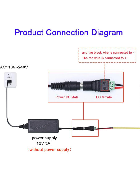 Cinta LED COB 12V 3mm TOPAI 6000K 5m Luz Blanca Brillante