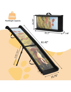 Rampa Plegable para Perros EOJDDPA 90kg Antideslizante 2-en-1 2