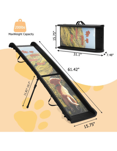 Rampa Plegable para Perros EOJDDPA 90kg Antideslizante 2-en-1