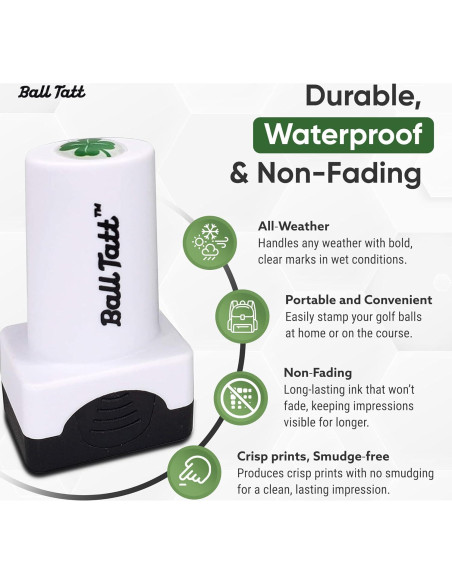 Sello de Pelota de Golf Ball Tatt - Autoinking, Impermeable, 5.3x2.5 cm