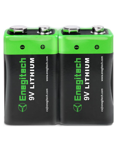 Batería de Litio Enegitech 9V 1200mAh No Recargable - Paquete de 2