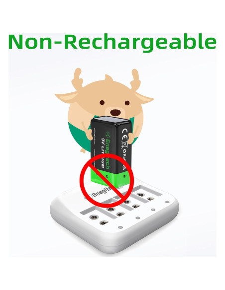 Batería de Litio Enegitech 9V 1200mAh No Recargable - Paquete de 2