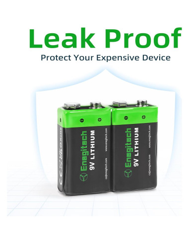 Batería de Litio Enegitech 9V 1200mAh No Recargable - Paquete de 2