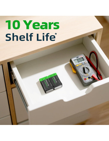 Batería de Litio Enegitech 9V 1200mAh No Recargable - Paquete de 2