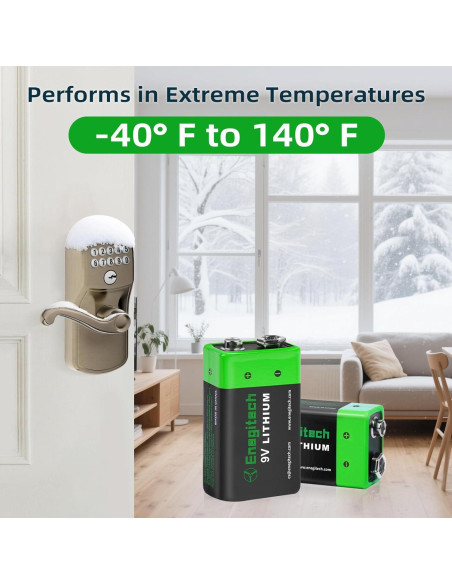 Batería de Litio Enegitech 9V 1200mAh No Recargable - Paquete de 2