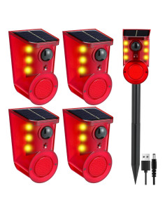 Qualirey Paquete de 4 Alarmas de Movimiento Solar 129dB LED