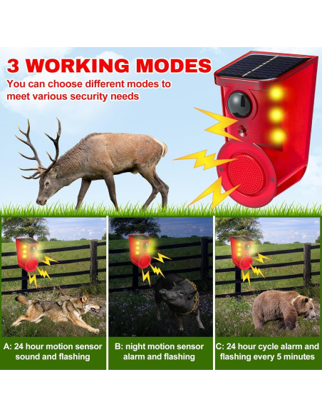 Qualirey Paquete de 4 Alarmas de Movimiento Solar 129dB LED