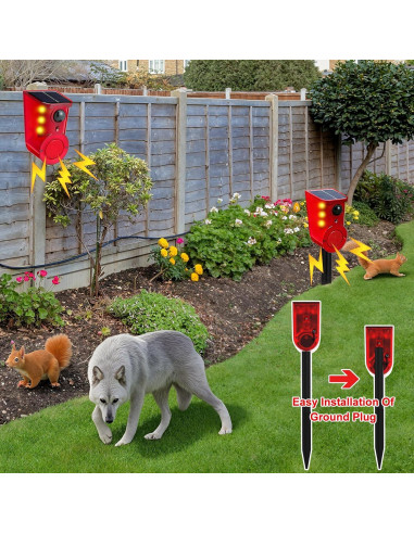 Qualirey Paquete de 4 Alarmas de Movimiento Solar 129dB LED