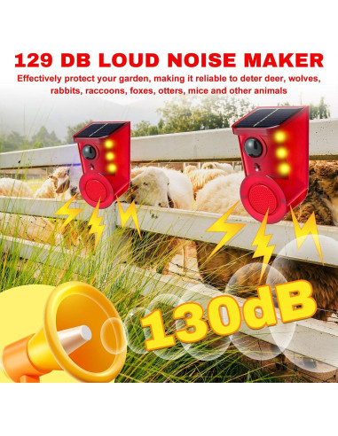 Qualirey Paquete de 4 Alarmas de Movimiento Solar 129dB LED