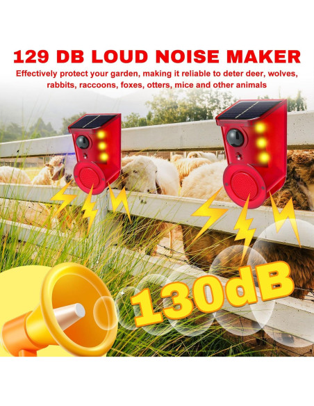 Qualirey Paquete de 4 Alarmas de Movimiento Solar 129dB LED