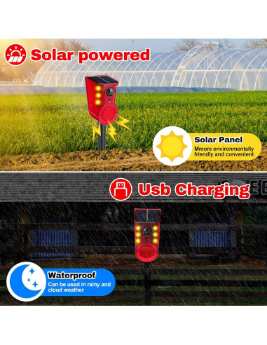 Qualirey Paquete de 4 Alarmas de Movimiento Solar 129dB LED