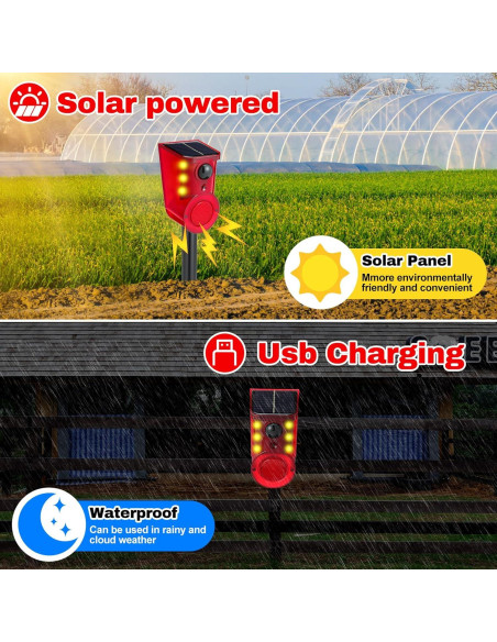 Qualirey Paquete de 4 Alarmas de Movimiento Solar 129dB LED