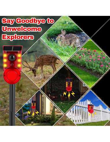 Qualirey Paquete de 4 Alarmas de Movimiento Solar 129dB LED