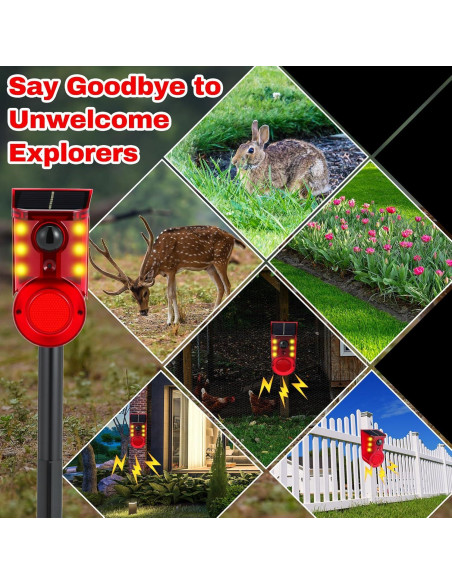 Qualirey Paquete de 4 Alarmas de Movimiento Solar 129dB LED