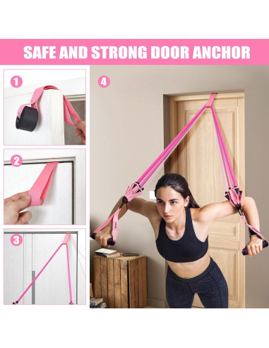 Bandas de Resistencia Ayombo con Mangos y Anclaje - Rosa