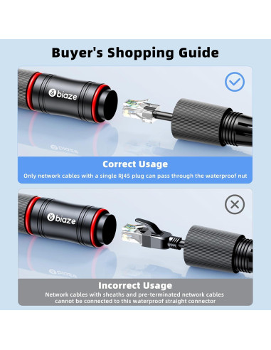 Acoplador Ethernet RJ45 a Prueba de Agua Biaze - Cat7/Cat6/Cat5e