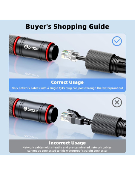 Acoplador Ethernet RJ45 a Prueba de Agua Biaze - Cat7/Cat6/Cat5e