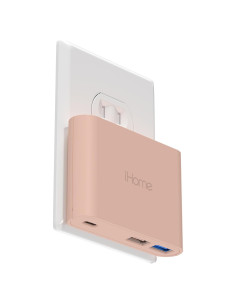 Cargador de Pared iHome 32W con 3 Puertos USB - Rosa Pastel
